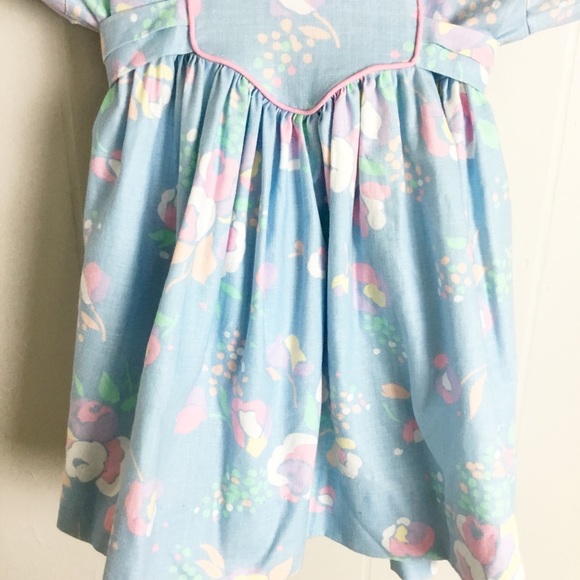 Vintage Ruth Of Carolina Baby Dress Floral Toddler Pink Blue Size 3T - Picture 3 of 5